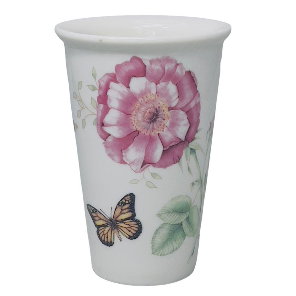 Lenox Butterfly Meadow Ceramic Thermal Coffee Tea Mug 10 oz No Lid EUC